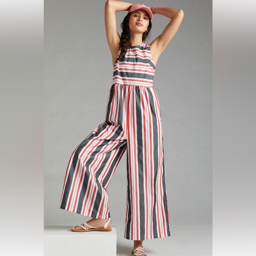 Anthropologie Maeve Striped Wide-Leg Jumpsuit Women’s Sz S sleeveless